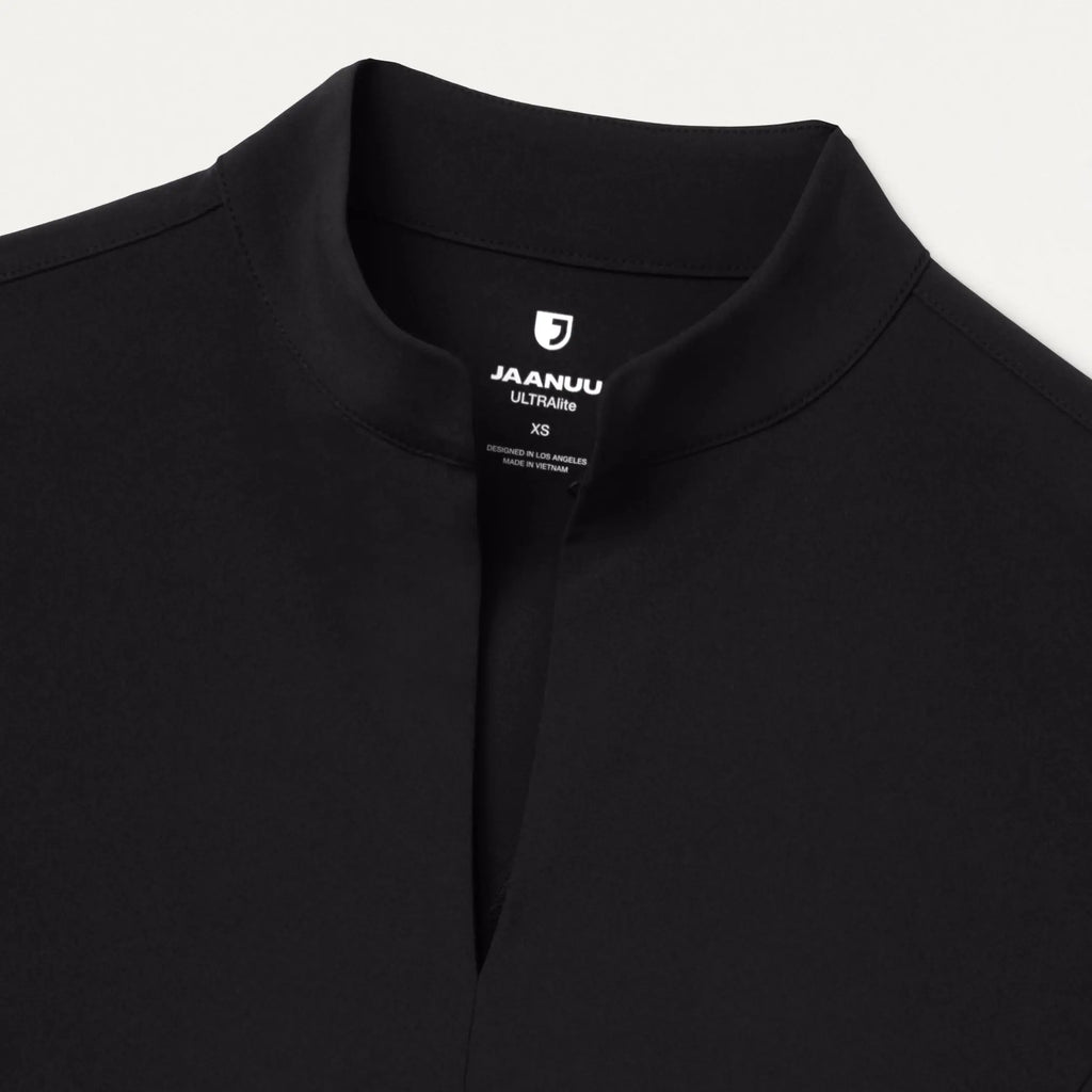 Jaanuu Scrubs Women's Aria Fit & Flare ULTRAlite™ Scrub Top Black | scrub-supply.com