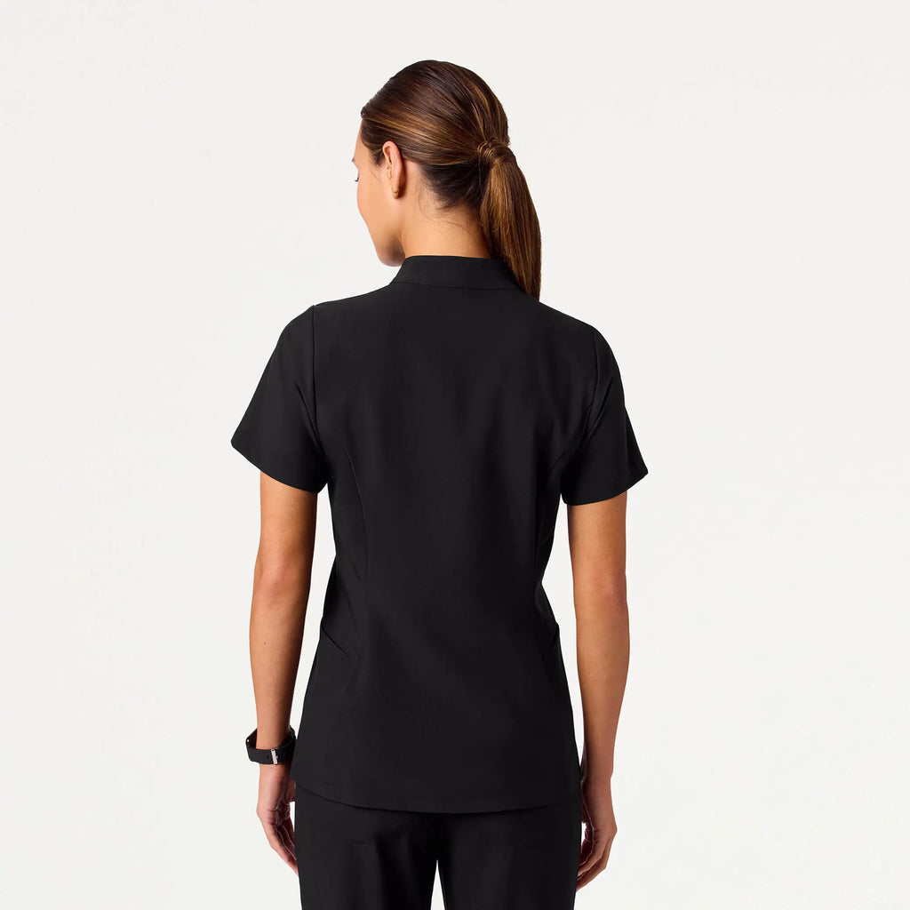 Jaanuu Scrubs Women's Aria Fit & Flare ULTRAlite™ Scrub Top Black | scrub-supply.com
