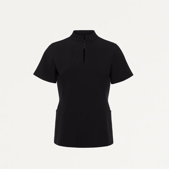 Jaanuu Scrubs Women's Aria Fit & Flare ULTRAlite™ Scrub Top Black | scrub-supply.com