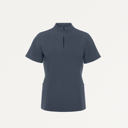 Jaanuu Scrubs Women's Aria Fit & Flare ULTRAlite™ Scrub Top Carbon Gray | scrub-supply.com