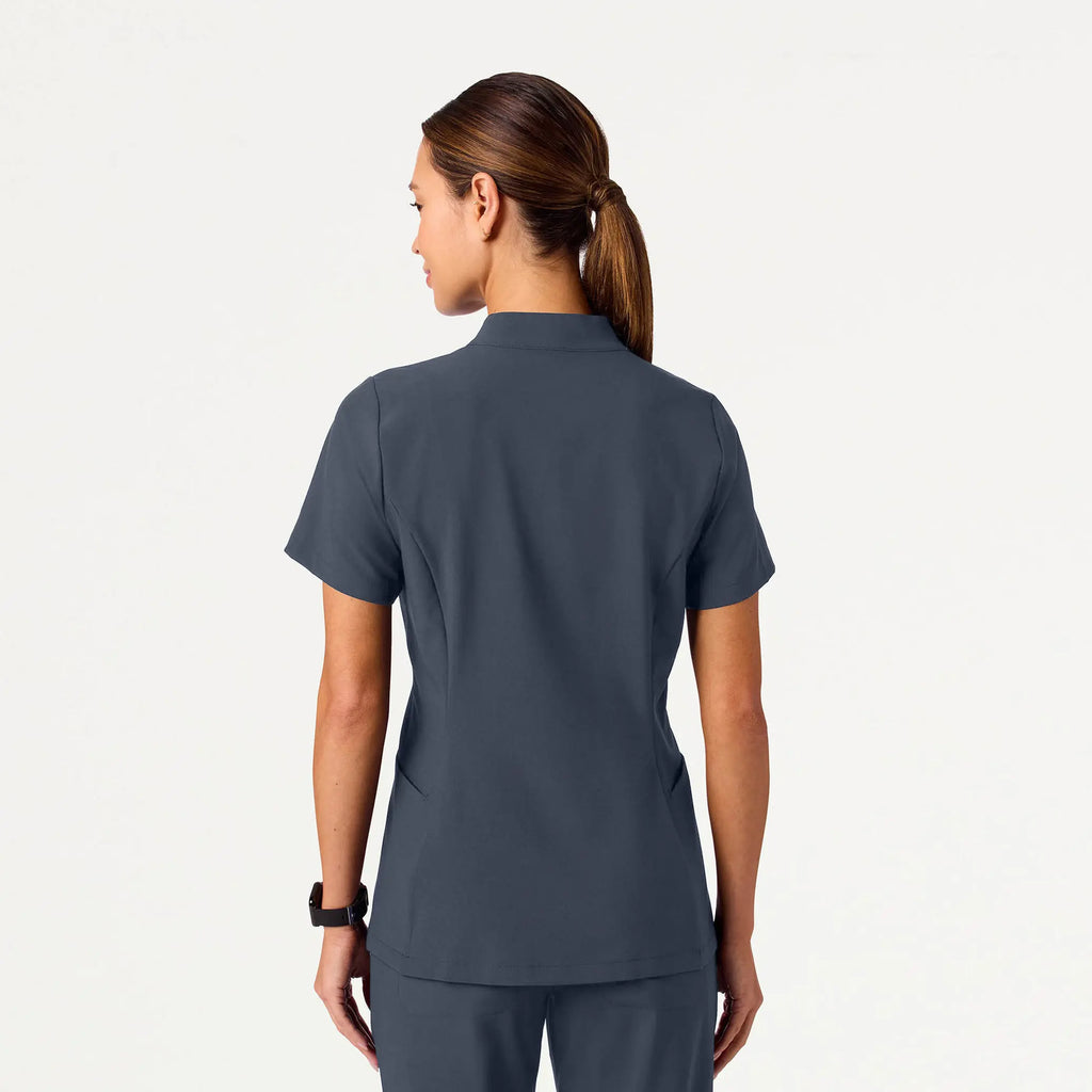 Jaanuu Scrubs Women's Aria Fit & Flare ULTRAlite™ Scrub Top Carbon Gray | scrub-supply.com
