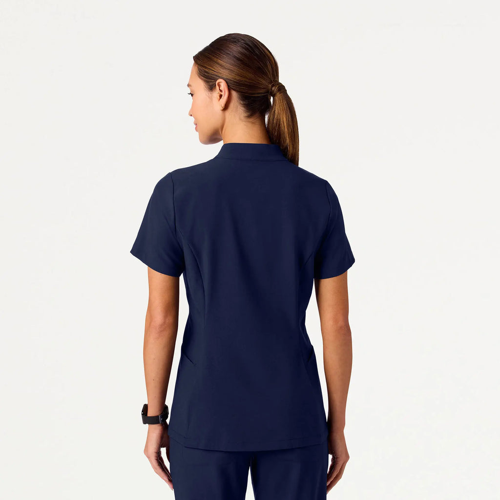 Jaanuu Scrubs Women's Aria Fit & Flare ULTRAlite™ Scrub Top Midnight Navy | scrub-supply.com