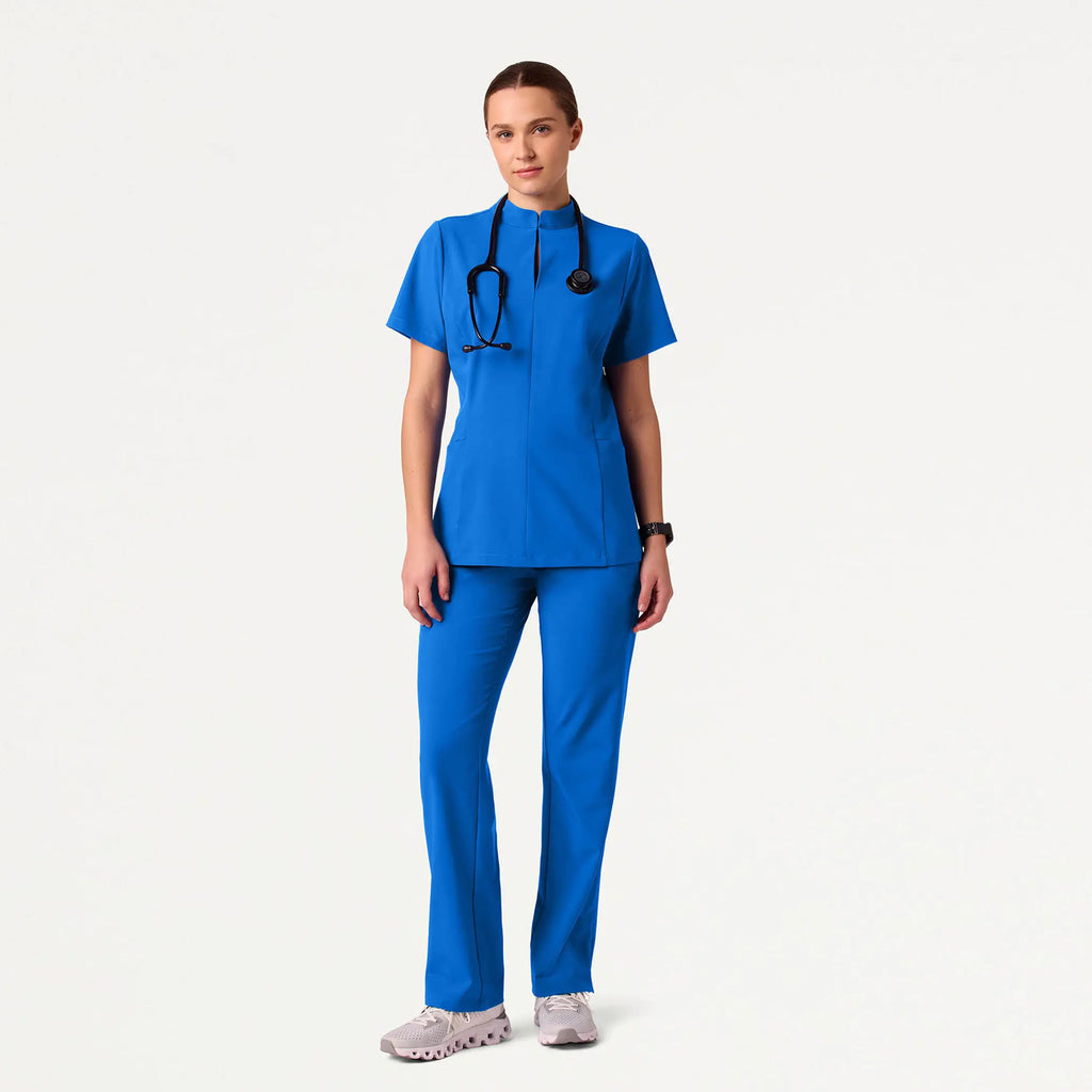 Jaanuu Scrubs Women's Aria Fit & Flare ULTRAlite™ Scrub Top Royal Blue | scrub-supply.com