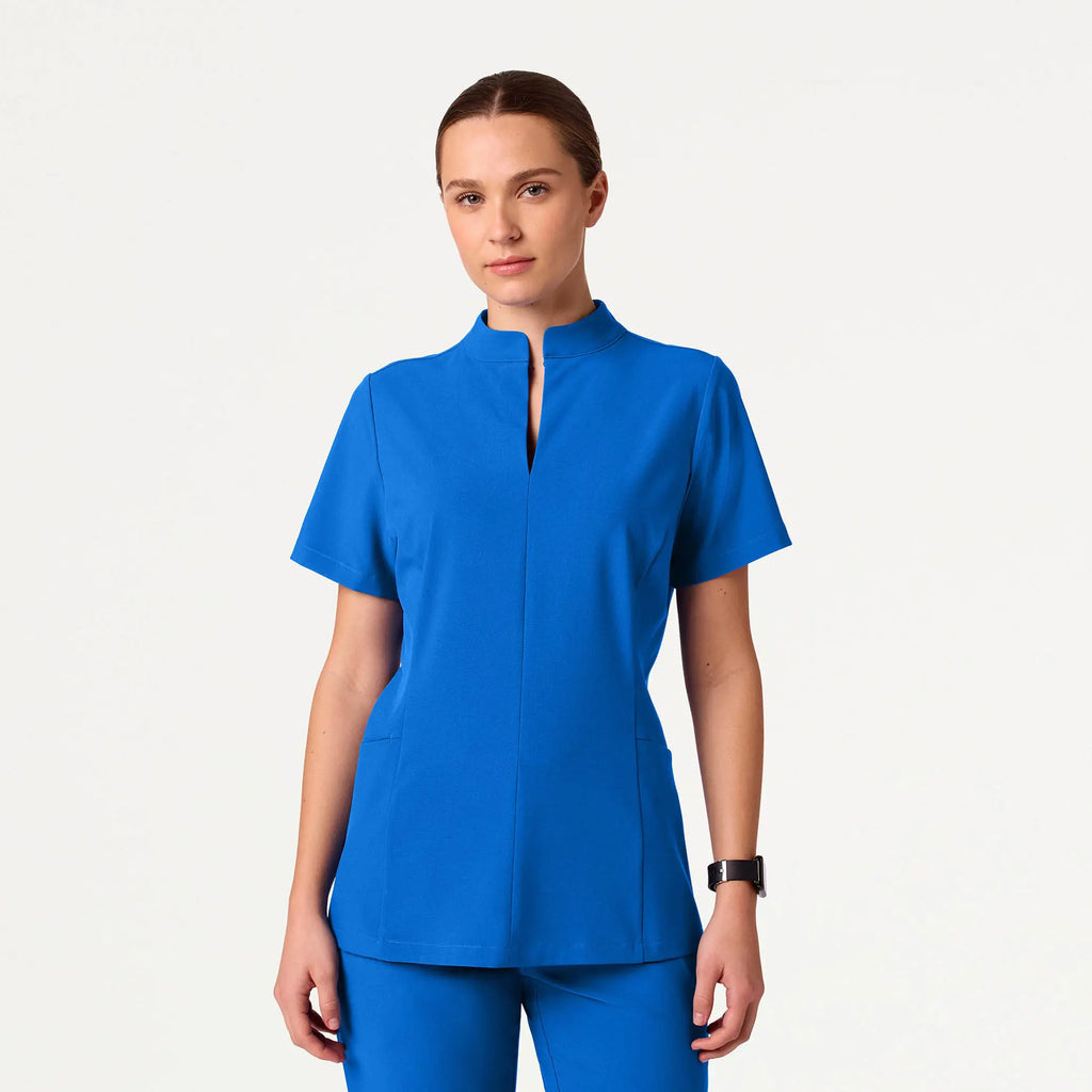 Jaanuu Scrubs Women's Aria Fit & Flare ULTRAlite™ Scrub Top Royal Blue | scrub-supply.com