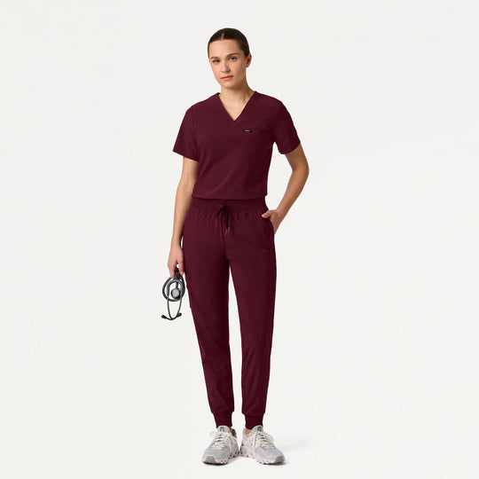 Jaanuu Scrubs Women's Rhena Slim ULTRAlite™ 1-Pocket Scrub Top Burgundy | scrub-supply.com