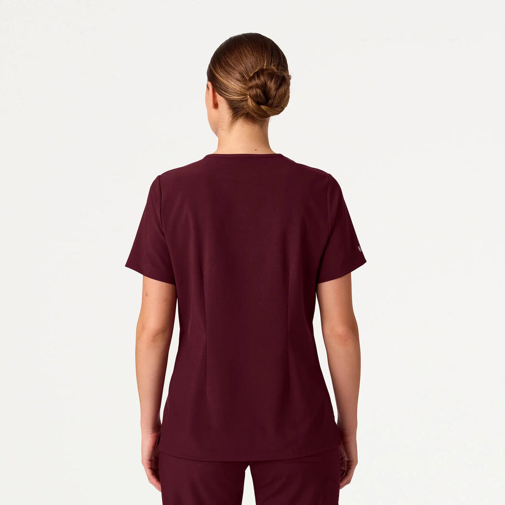 Jaanuu Scrubs Women's Rhena Slim ULTRAlite™ 1-Pocket Scrub Top Burgundy | scrub-supply.com