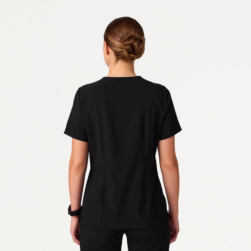 Jaanuu Scrubs Women's Rhena Slim ULTRAlite™ 1-Pocket Scrub Top Black | scrub-supply.com