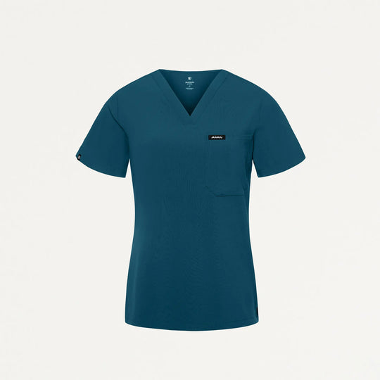 Jaanuu Scrubs Women's Rhena Slim ULTRAlite™ 1-Pocket Scrub Top Caribbean Blue | scrub-supply.com