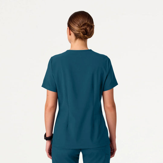 Jaanuu Scrubs Women's Rhena Slim ULTRAlite™ 1-Pocket Scrub Top Caribbean Blue | scrub-supply.com