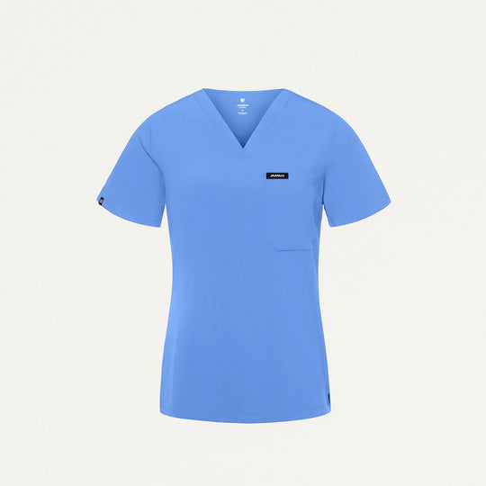 Jaanuu Scrubs Women's Rhena Slim ULTRAlite™ 1-Pocket Scrub Top Ceil Blue | scrub-supply.com
