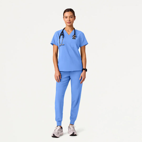 Jaanuu Scrubs Women's Rhena Slim ULTRAlite™ 1-Pocket Scrub Top Ceil Blue | scrub-supply.com
