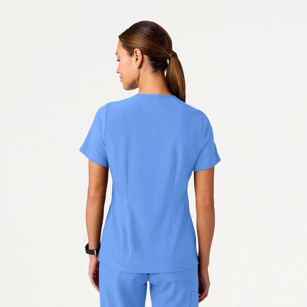 Jaanuu Scrubs Women's Rhena Slim ULTRAlite™ 1-Pocket Scrub Top Ceil Blue | scrub-supply.com