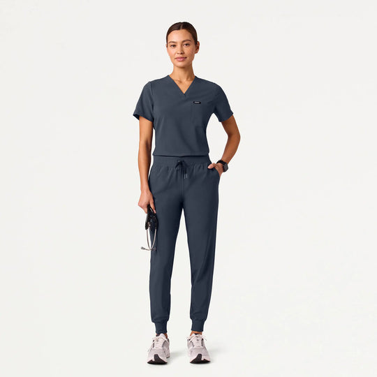 Jaanuu Scrubs Women's Rhena Slim ULTRAlite™ 1-Pocket Scrub Top Carbon Gray | scrub-supply.com