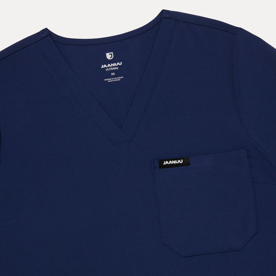 Jaanuu Scrubs Women's Rhena Slim ULTRAlite™ 1-Pocket Scrub Top Midnight Navy | scrub-supply.com