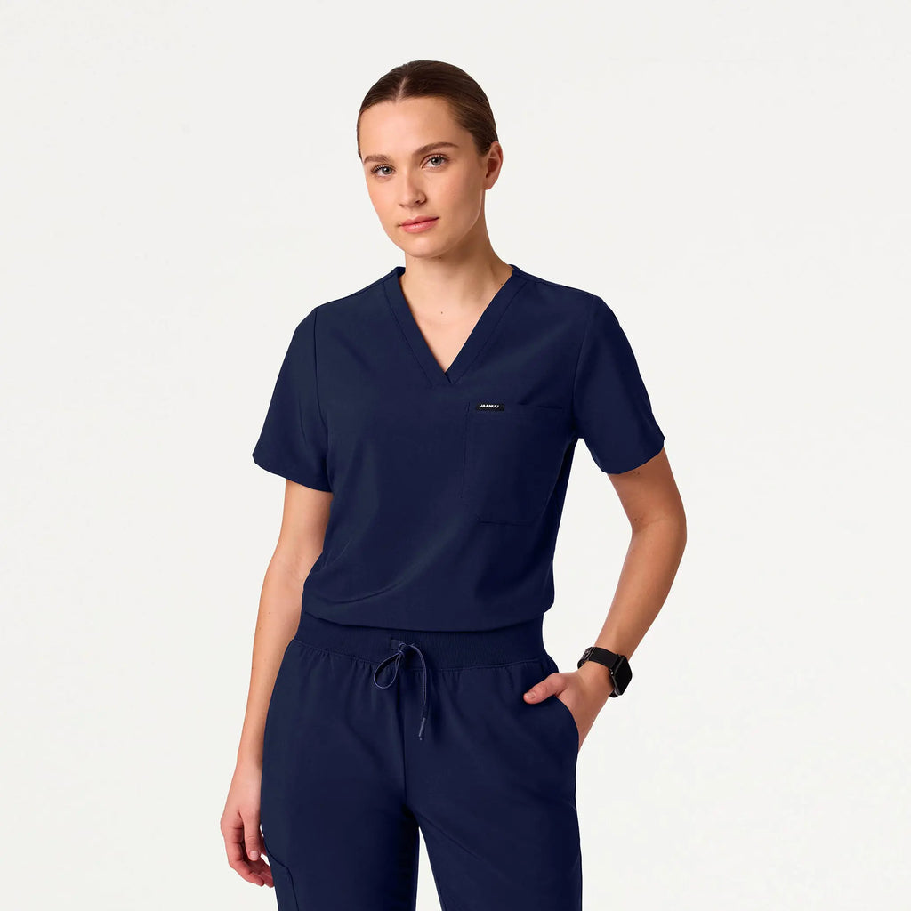 Jaanuu Scrubs Women's Rhena Slim ULTRAlite™ 1-Pocket Scrub Top Midnight Navy | scrub-supply.com