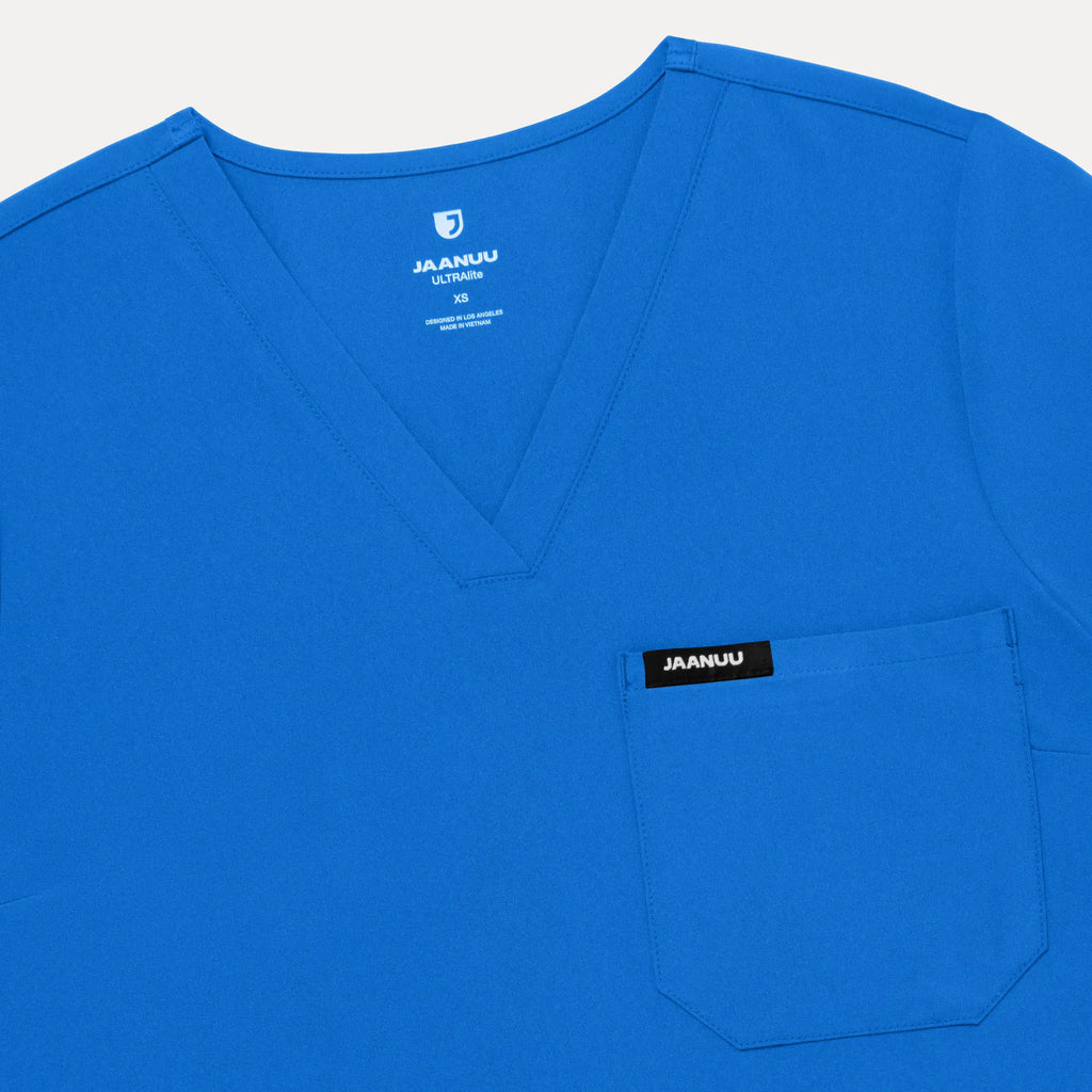 Jaanuu Scrubs Women's Rhena Slim ULTRAlite™ 1-Pocket Scrub Top Royal Blue | scrub-supply.com