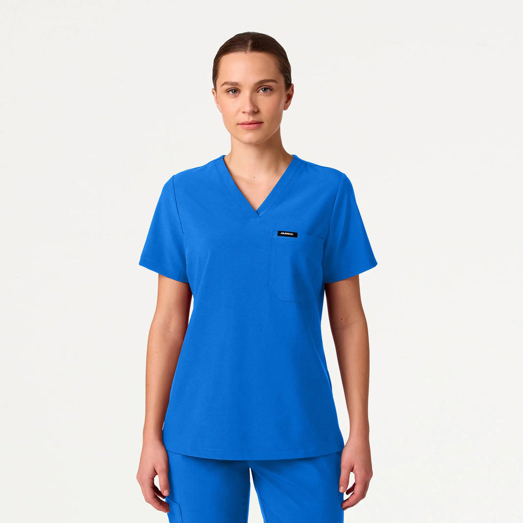 Jaanuu Scrubs Women's Rhena Slim ULTRAlite™ 1-Pocket Scrub Top Royal Blue | scrub-supply.com