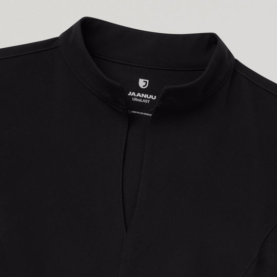 Jaanuu Scrubs Women's Aria Fit & Flare Scrub Top Black | scrub-supply.com