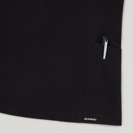 Jaanuu Scrubs Women's Aria Fit & Flare Scrub Top Black | scrub-supply.com