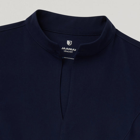 Jaanuu Scrubs Women's Aria Fit & Flare Scrub Top Midnight Navy | scrub-supply.com