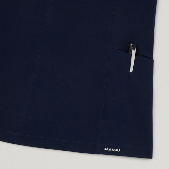 Jaanuu Scrubs Women's Aria Fit & Flare Scrub Top Midnight Navy | scrub-supply.com