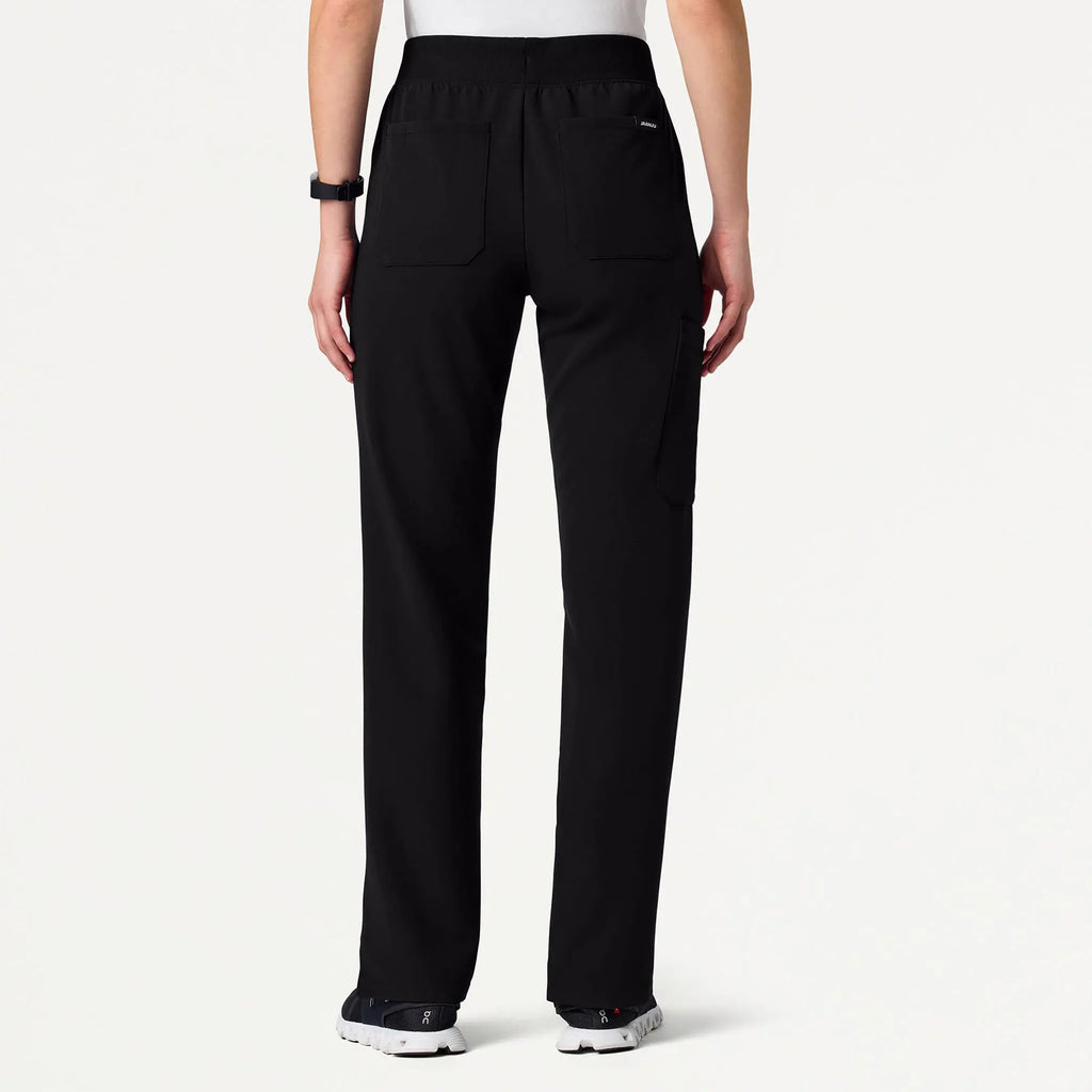 Jaanuu Scrubs Women's Xenos Cargo Knit-Waist Scrub Pant Black | scrub-supply.com