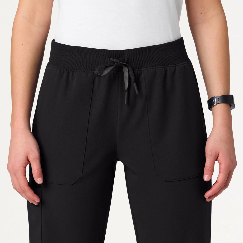 Jaanuu Scrubs Women's Xenos Cargo Knit-Waist Scrub Pant Black | scrub-supply.com