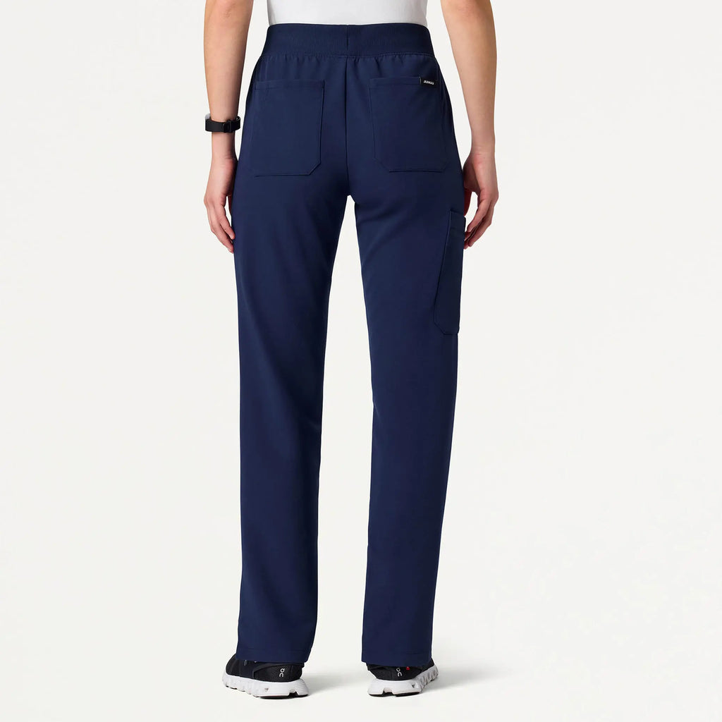 Jaanuu Scrubs Women's Xenos Cargo Knit-Waist Scrub Pant Midnight Navy | scrub-supply.com
