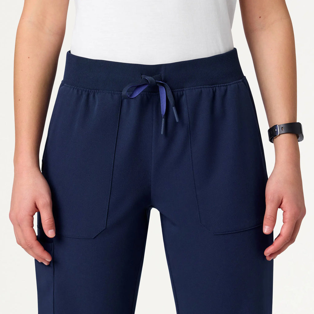 Jaanuu Scrubs Women's Xenos Cargo Knit-Waist Scrub Pant Midnight Navy | scrub-supply.com