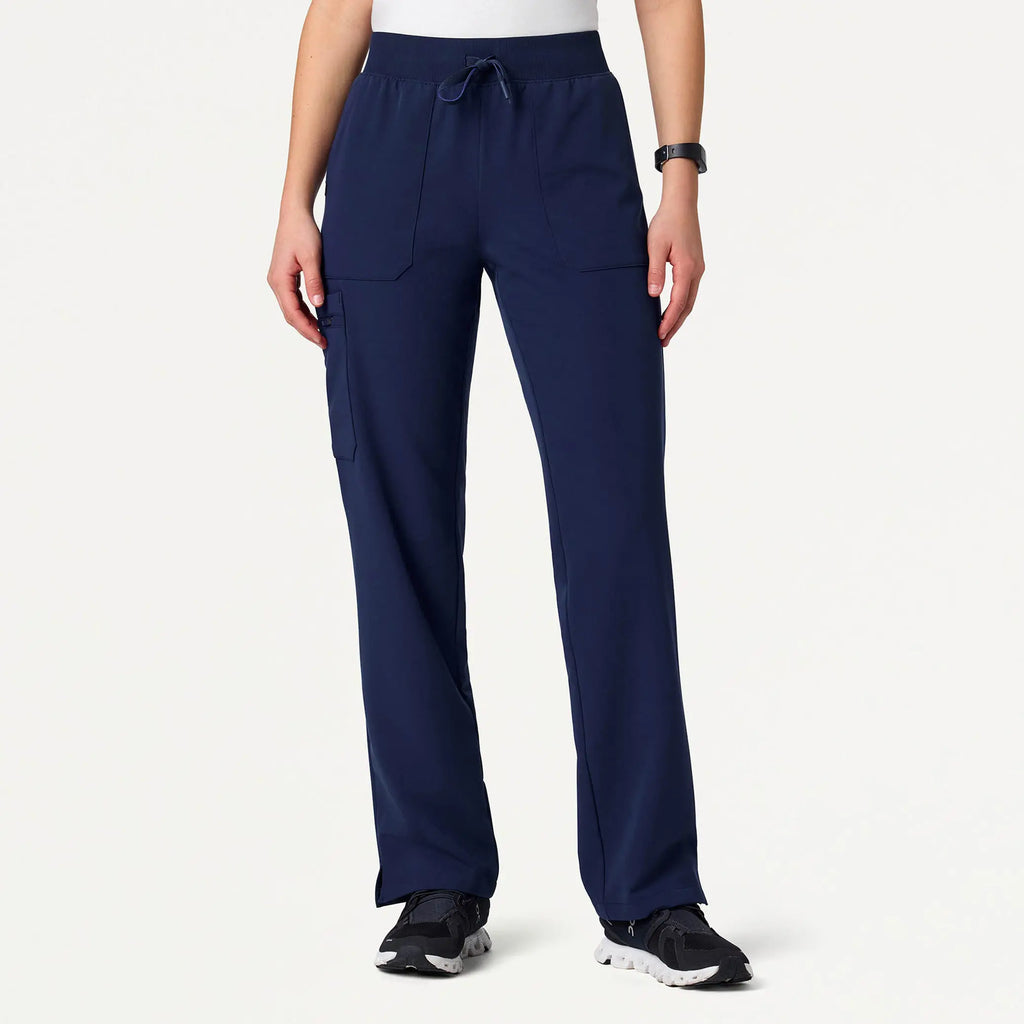 Jaanuu Scrubs Women's Xenos Cargo Knit-Waist Scrub Pant Midnight Navy | scrub-supply.com
