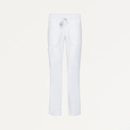 Jaanuu Scrubs Women's Xenos Cargo Knit-Waist Scrub Pant White | scrub-supply.com