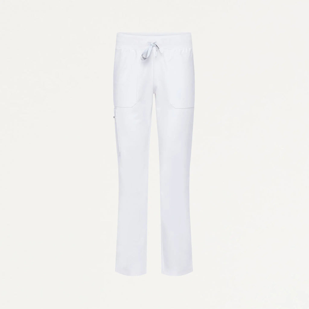Jaanuu Scrubs Women's Xenos Cargo Knit-Waist Scrub Pant White | scrub-supply.com