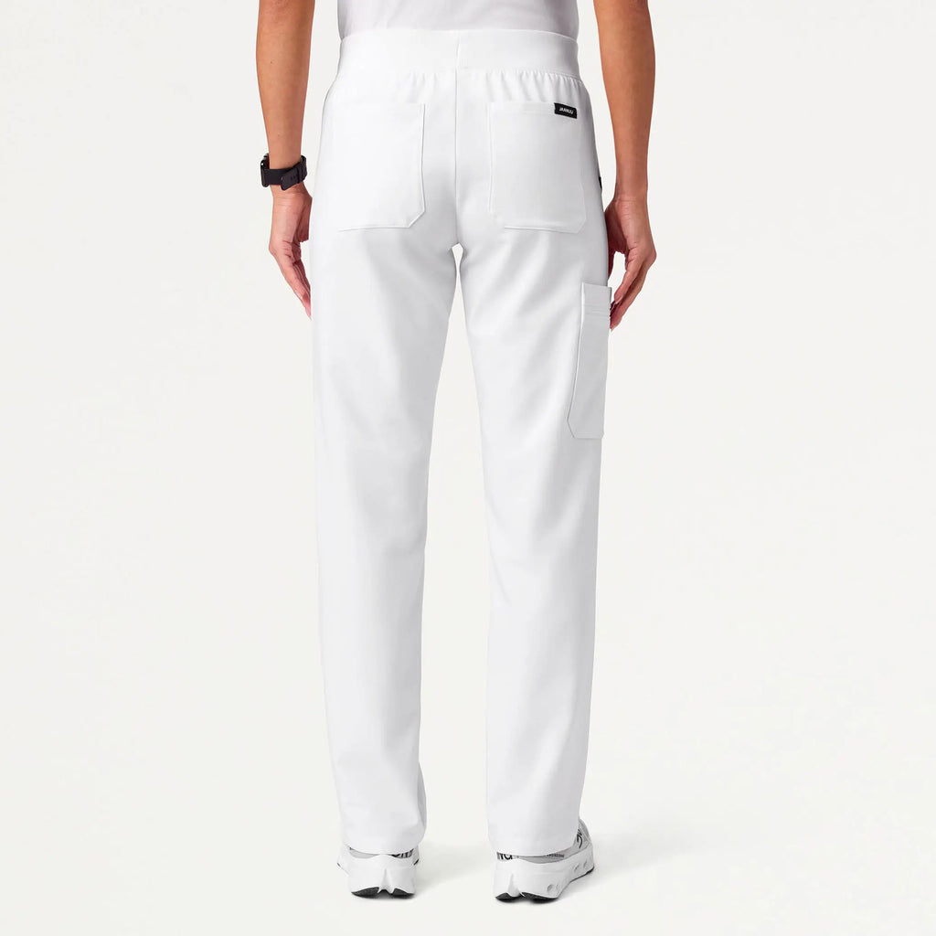 Jaanuu Scrubs Women's Xenos Cargo Knit-Waist Scrub Pant White | scrub-supply.com