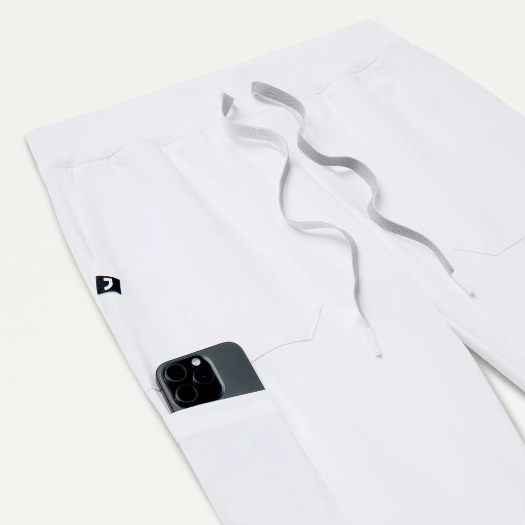 Jaanuu Scrubs Women's Silex Slim Cargo Knit-Waist Scrub Jogger White | scrub-supply.com