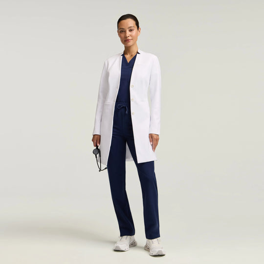Jaanuu Scrubs Women's Nova 37” White Coat White | scrub-supply.com