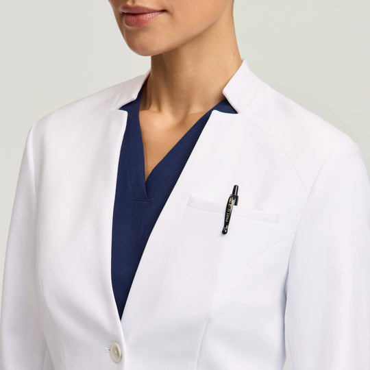 Jaanuu Scrubs Women's Nova 37” White Coat White | scrub-supply.com