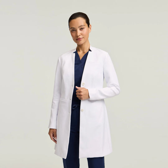 Jaanuu Scrubs Women's Nova 37” White Coat White | scrub-supply.com