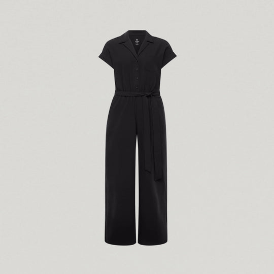 Jaanuu Scrubs Women's The Wide-Leg Scrub Jumpsuit Black | scrub-supply.com