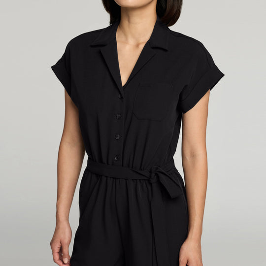 Jaanuu Scrubs Women's The Wide-Leg Scrub Jumpsuit Black | scrub-supply.com