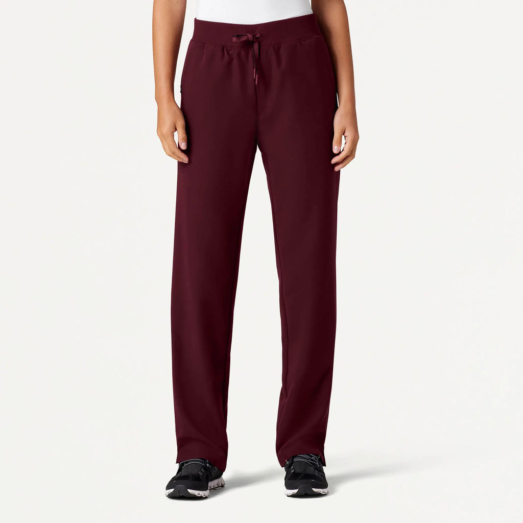 Jaanuu Scrubs Women's Xenos Essential Knit-Waist Scrub Pant Burgundy | scrub-supply.com