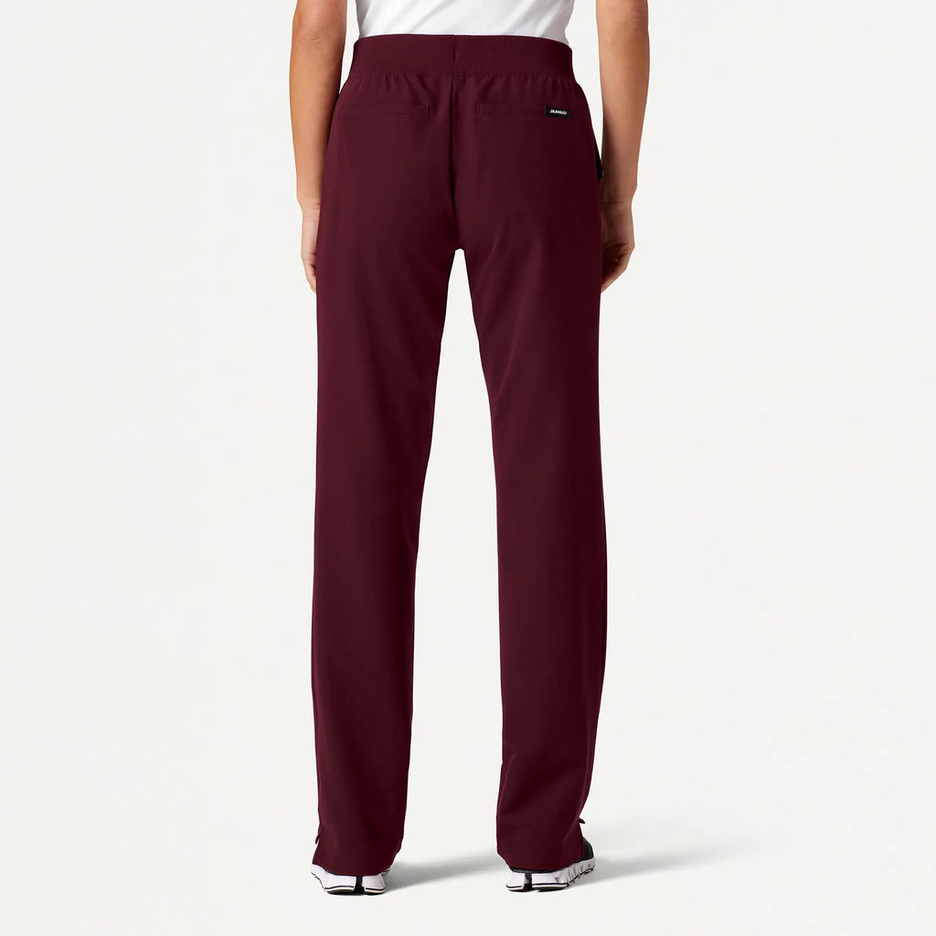 Jaanuu Scrubs Women's Xenos Essential Knit-Waist Scrub Pant Burgundy | scrub-supply.com