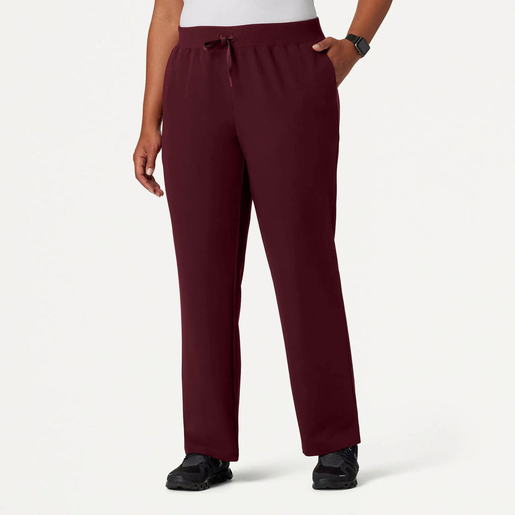 Jaanuu Scrubs Women's Xenos Essential Knit-Waist Scrub Pant Burgundy | scrub-supply.com