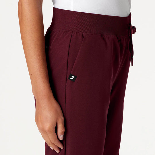 Jaanuu Scrubs Women's Xenos Essential Knit-Waist Scrub Pant Burgundy | scrub-supply.com