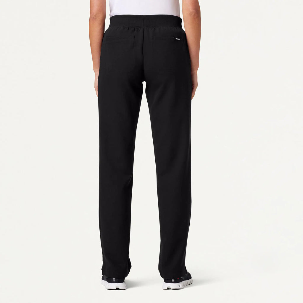 Jaanuu Scrubs Women's Xenos Essential Knit-Waist Scrub Pant Black | scrub-supply.com