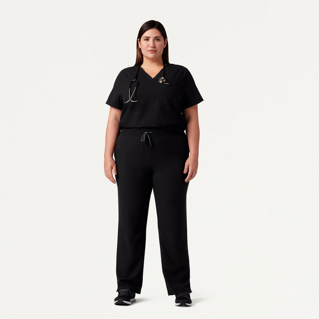 Jaanuu Scrubs Women's Xenos Essential Knit-Waist Scrub Pant Black | scrub-supply.com