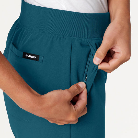 Jaanuu Scrubs Women's Xenos Essential Knit-Waist Scrub Pant Caribbean Blue | scrub-supply.com