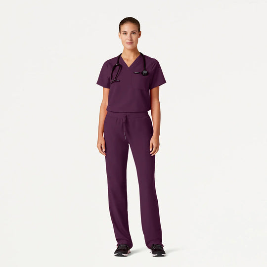Jaanuu Scrubs Women's Xenos Essential Knit-Waist Scrub Pant Deep Eggplant | scrub-supply.com