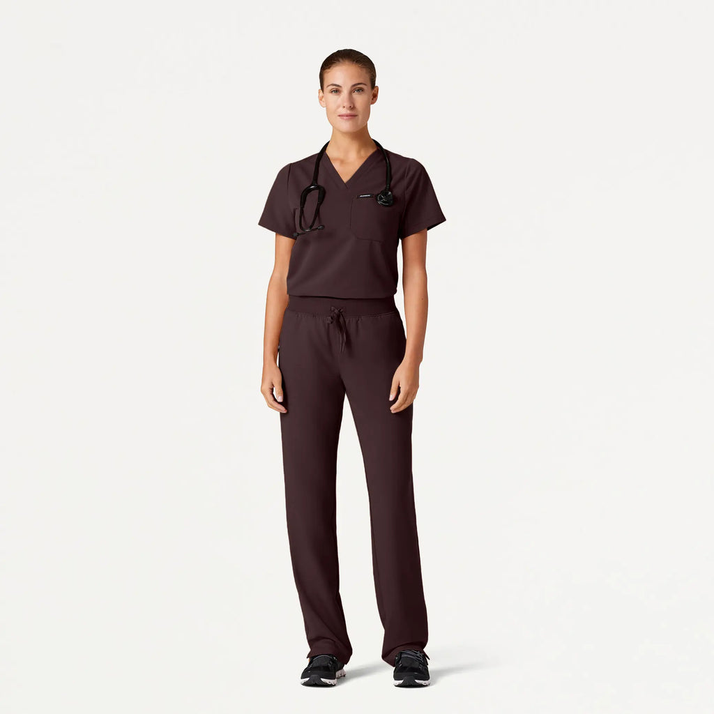 Jaanuu Scrubs Women's Xenos Essential Knit-Waist Scrub Pant Espresso | scrub-supply.com