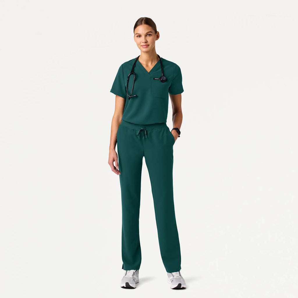 Jaanuu Scrubs Women's Xenos Essential Knit-Waist Scrub Pant Midnight Green | scrub-supply.com