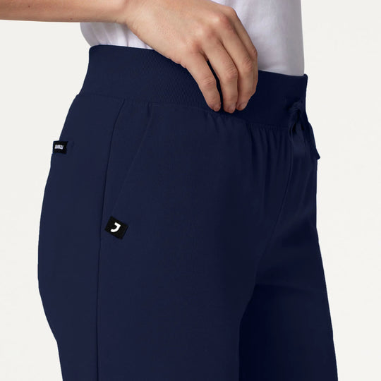 Jaanuu Scrubs Women's Xenos Essential Knit-Waist Scrub Pant Midnight Navy | scrub-supply.com